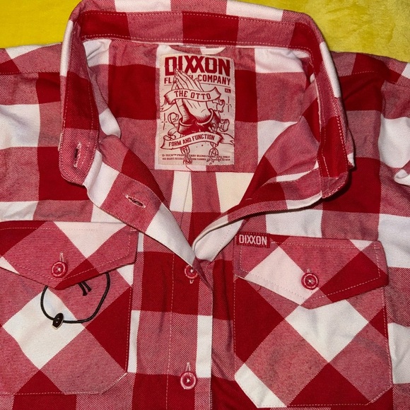 DIXXON Red and White Plaid Casual Button Down Shirt - Picture 5 of 6